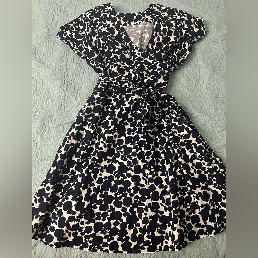 Boden Size 14 Navy and White Wrap Dress New without Tags